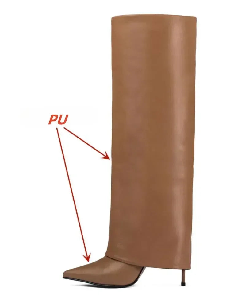 European and American Metal Lock Fasteners for High Tube Skirts, Boot Slopes, Leg Sleeves, Knee Length Boots, Platform Boots S76brown PU