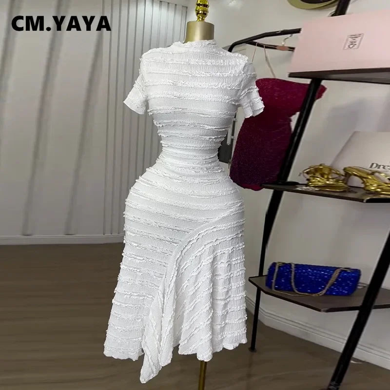 Women Short Sleeve O-neck Big Swing Elastic Dress 2025 Sweet Elegant Sexy Birthday Beach Night Party Vestidos Dresses