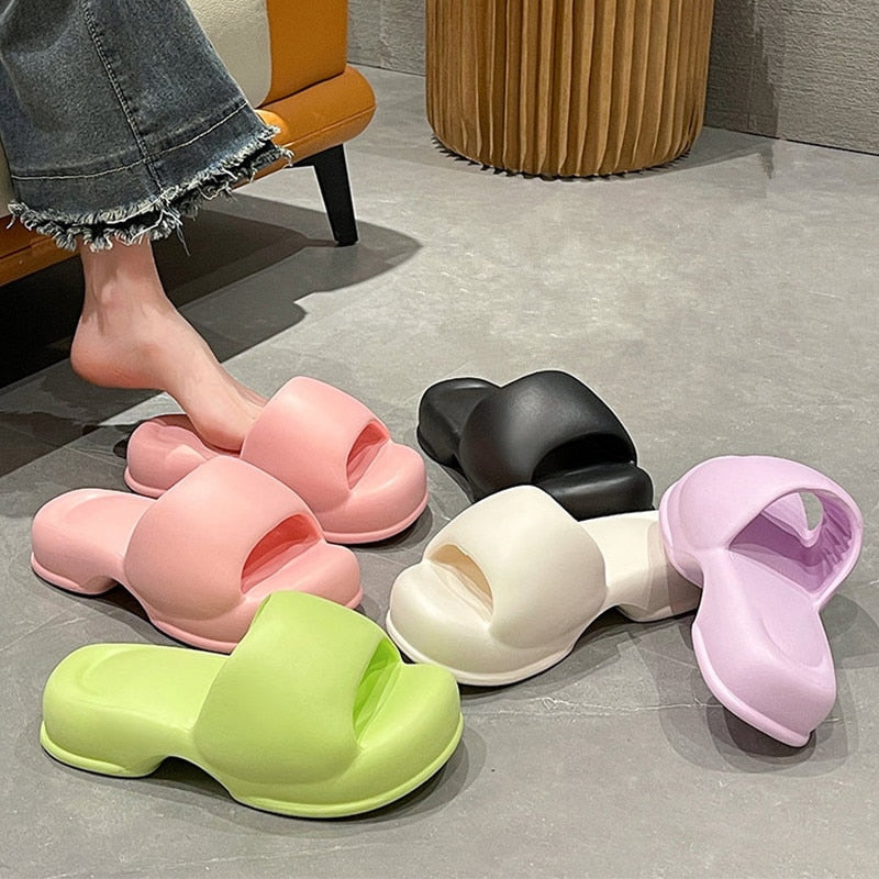 Summer Women Slippers 2024 New Fashion Thick Slides Thick Sole Open Toe Outdoor Beach Walking Eva Casual Summer Platform Sandals
