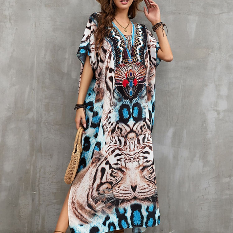 Plus Size Beach Cover Up Robe Plage Pareo Long Dress Summer Beachwear Swimsuit Cover Up Tunic For Beach Kaftan Dress Color 13 One Size