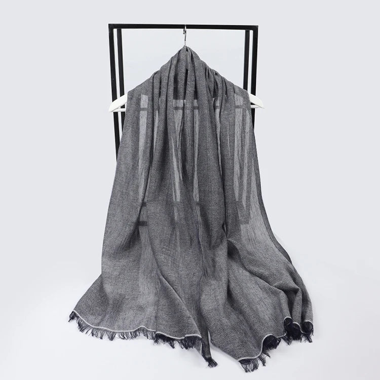 2023 Silk Scarves Women Luxury Brand Hijab Scarf Solid Foulard Femme Shawls Wraps Silk Bandana Head Scarf Hijab Beach Poncho Linen one 4