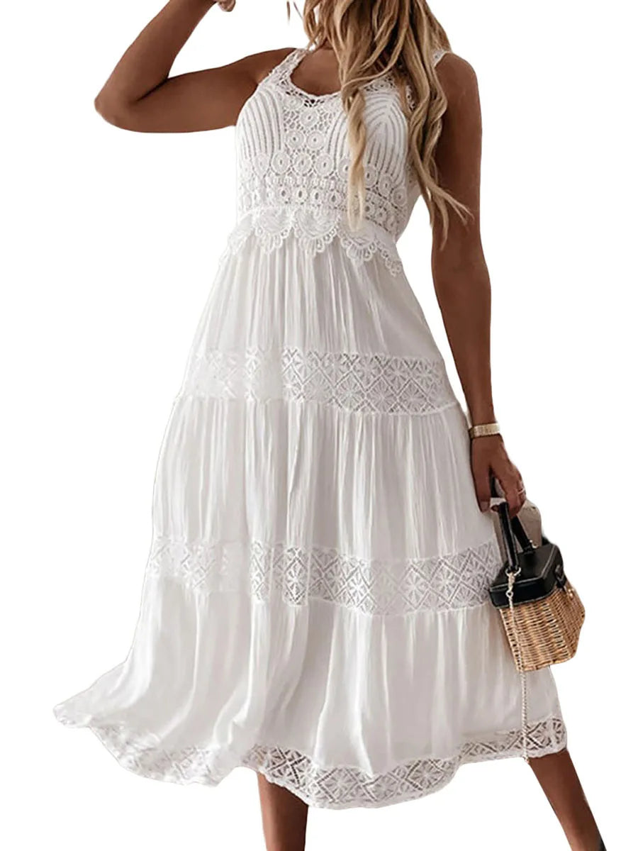 Summer White Dress For Woman 2023 Trendy Casual Beachwear Cover-ups Outfits New Boho Hippie Chic Long Maxi Dresses Elegant Party as shown picture 5