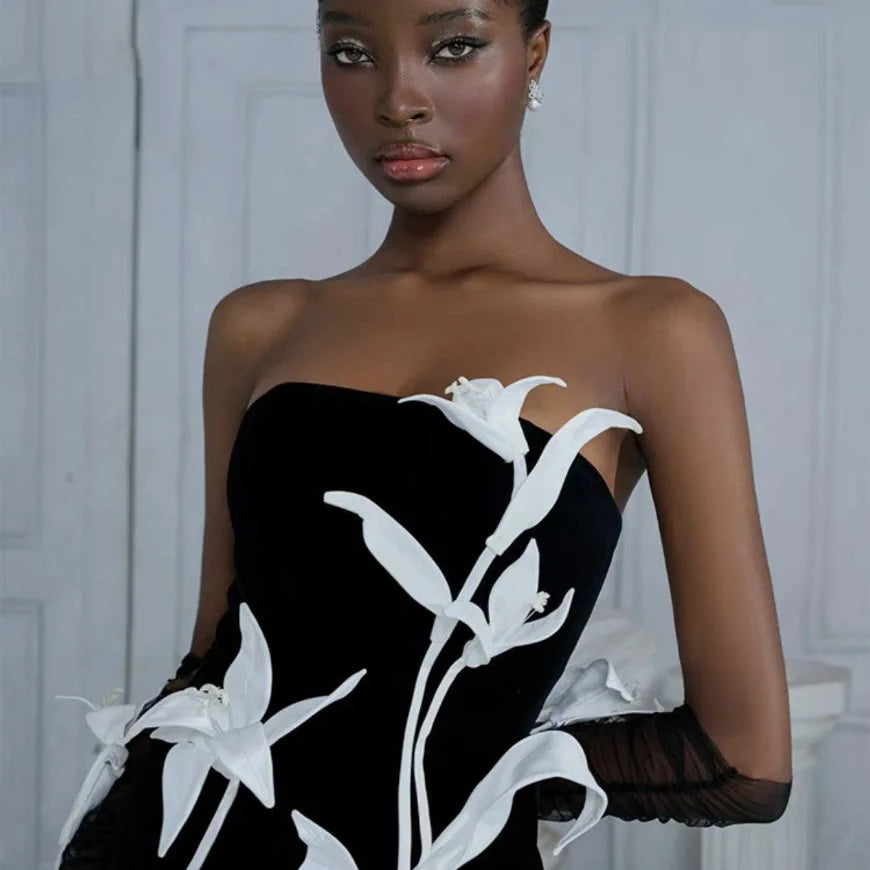 Top Quality Women Sexy Strapless Bodycon Mini Bandage Dress Florals Celebrate Evening Party Birthday Dress Vestido