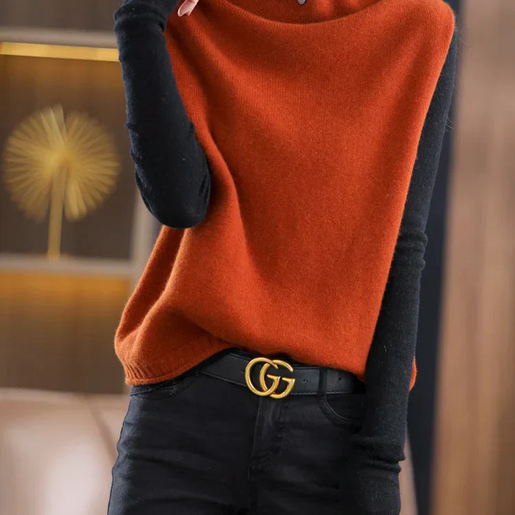 Turtleneck Waistcoat Women's Knitted Vest New Autumn And Winter Sleeveless Top Sweater JQ137