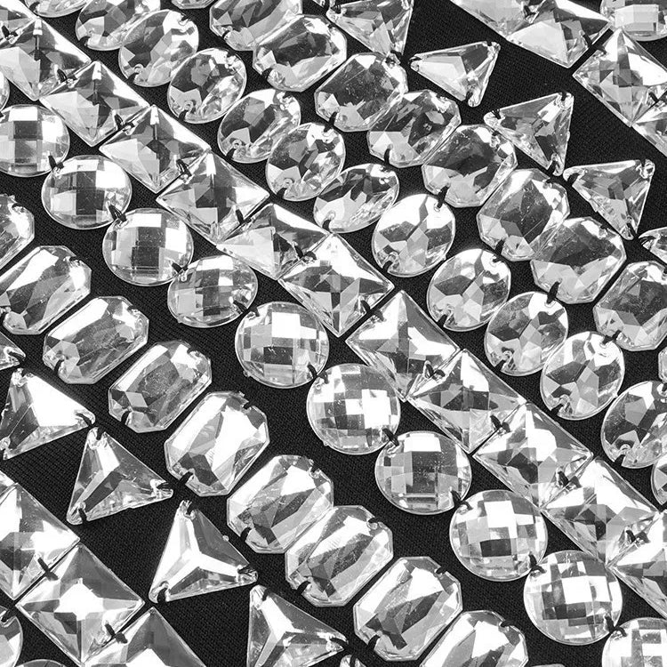 Detachable Gloves Dress Square Collar Sleeveless High Waist Slimming Patchwork Diamond Mini Dress Female Fashion