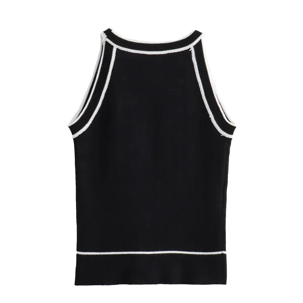 TRAF Tops for Women Crop Top Black Sexy Sleeveless Knitted Fabric Women's Vest Tank top Female youthful women's clothing