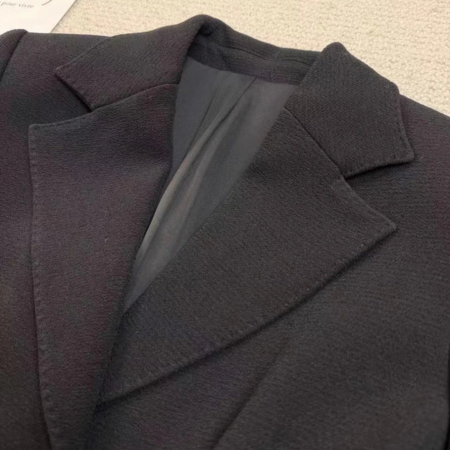 Solid Slimming Jackets for Women Lapel Long Sleeves Patchwork Irrgular Button Temperament Jacket Female Fashion New