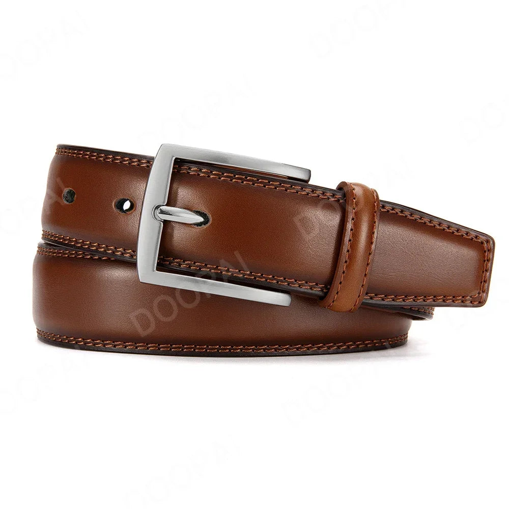 Men Belts Genuine Leather LONG Large Pin Buckle Metal Automatic Buckle Male Belts Strap Male
