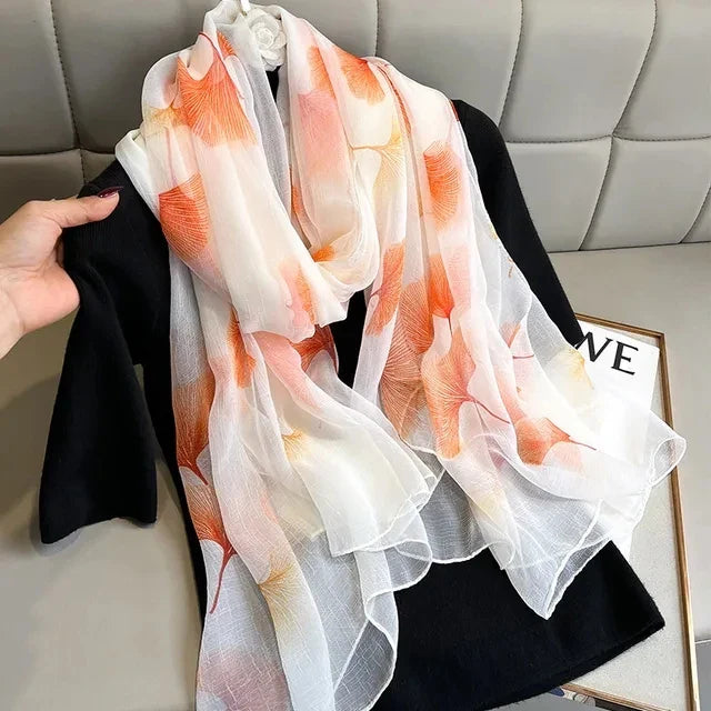 Silk Scarf Foulard Female Headbanda Luxury Hijab Women Soft Warm Pashmina Beach Scarves Echarpe Shawl Large Wrap Echarpe Bandana see chart 42