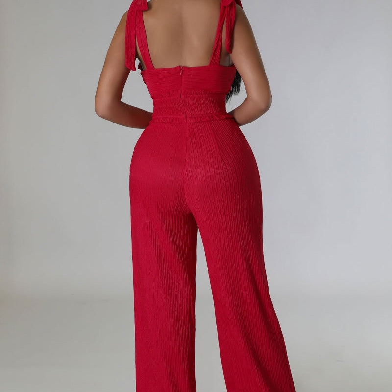 Zabrina 2024 Summer Casual One Piece Jumpsuits For Women Solid Sleeveless Lace Up Backless Pants Street Trendy Female Overalls