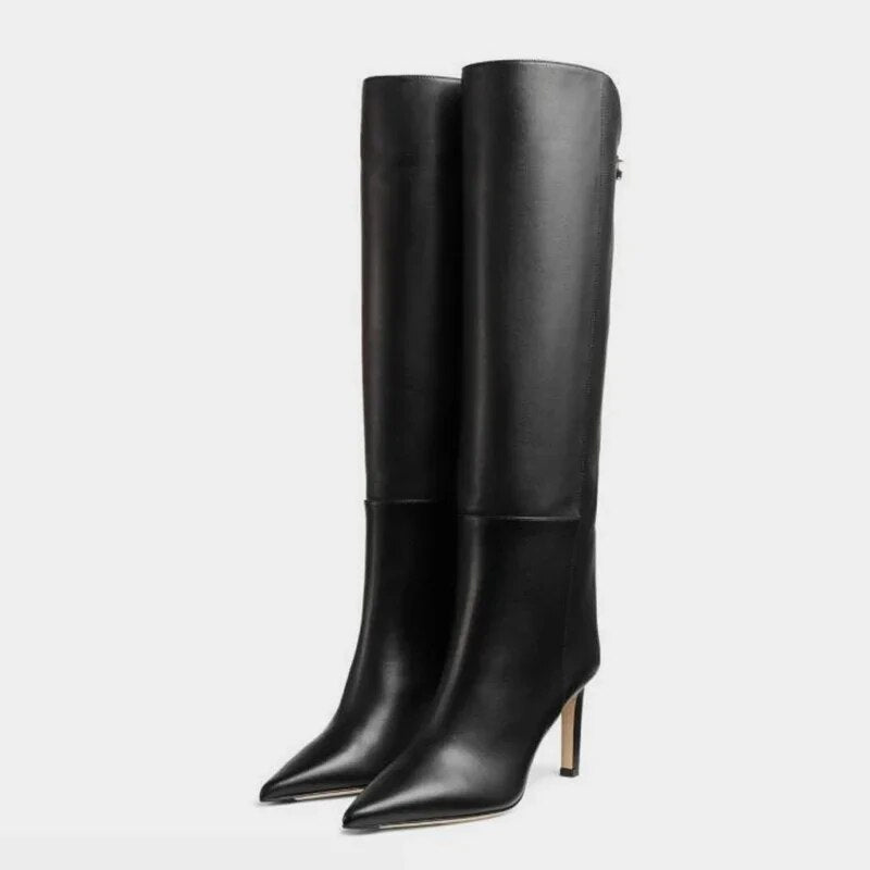 Size 34-43 Women Knee High Boots Luxury Brand Sexy Super High Heels Shoes For Women Winter 2024 Leather Long Boots