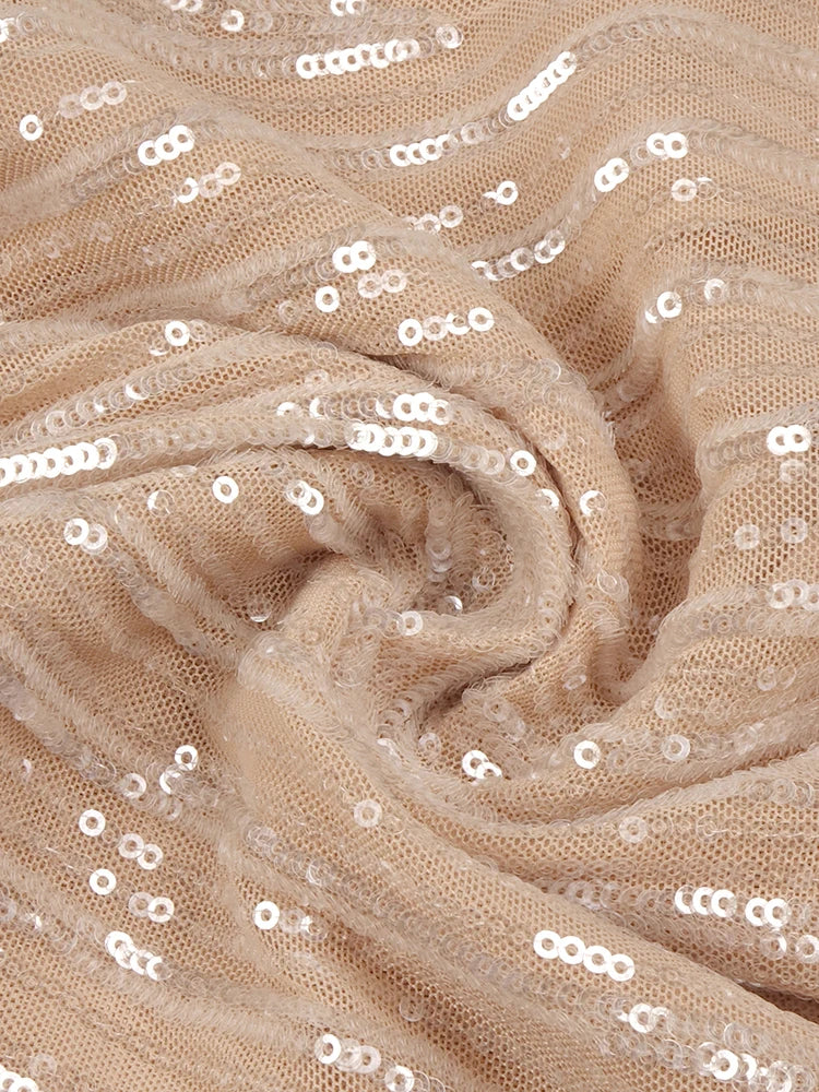 Apricot Sequins Mermaid Long Dress Optical Illusion Strapless Crystals Flowers Embellished Celebrity Evening Party Gowns