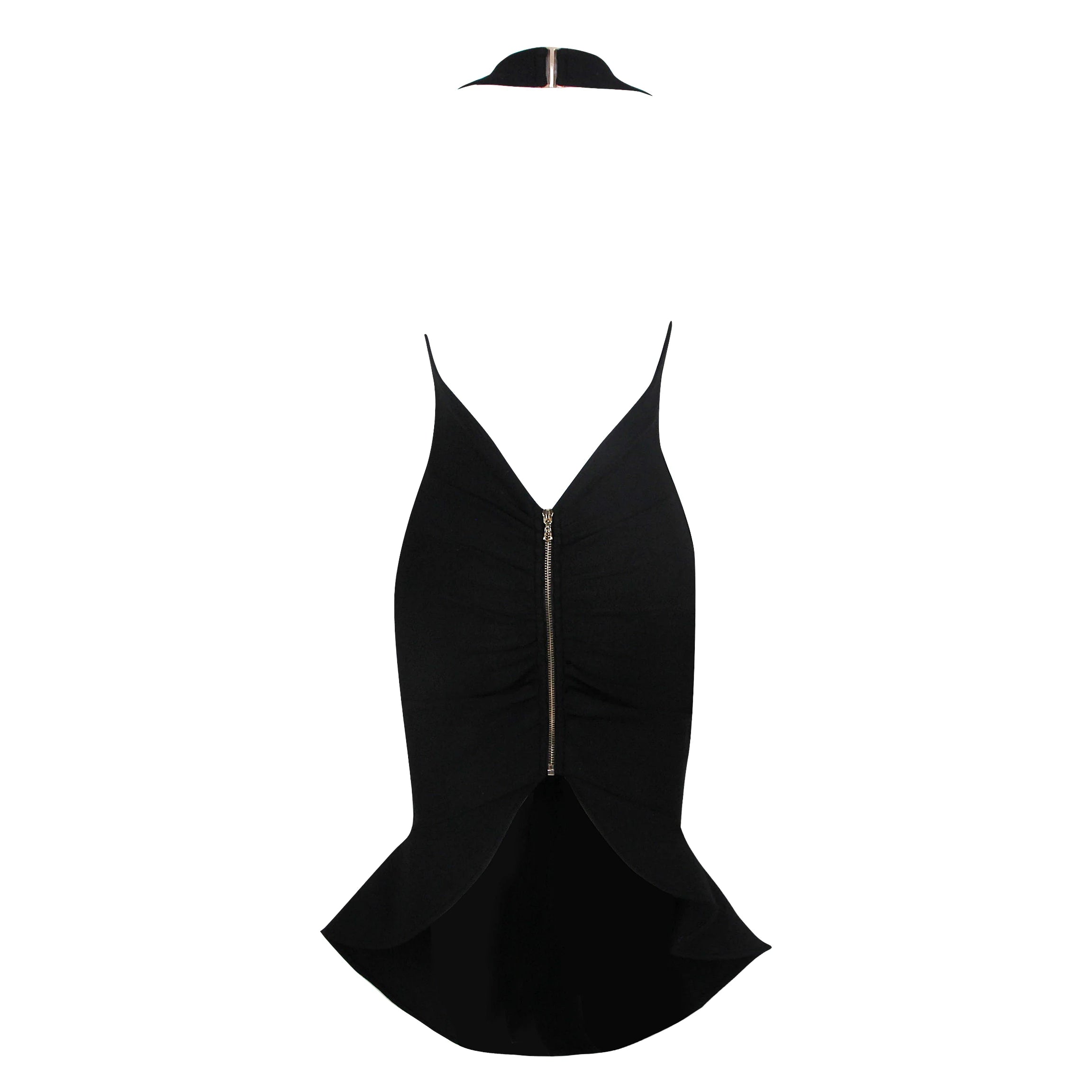 2023 New Women Sexy Black Backless Ruffles Rayon Bandage Dress Elegant Club Party Dress Vestidos