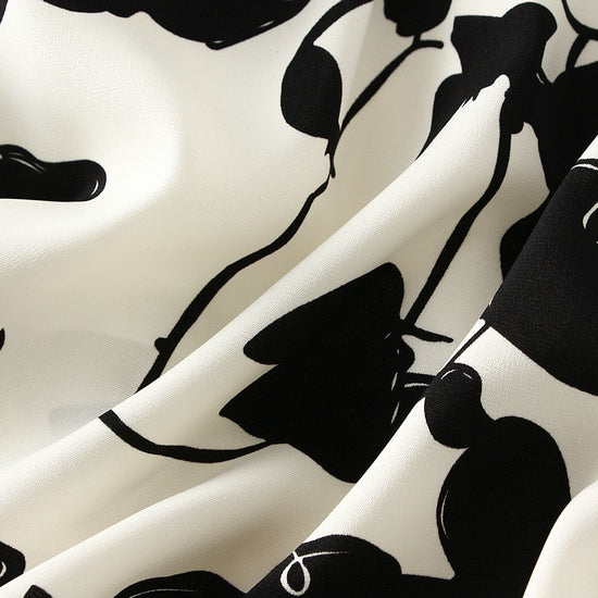 Willow Flower Chiffon Floral A- line Skirt Women's Spring Summer 2024 New High Waist Printed Long Skirt Female