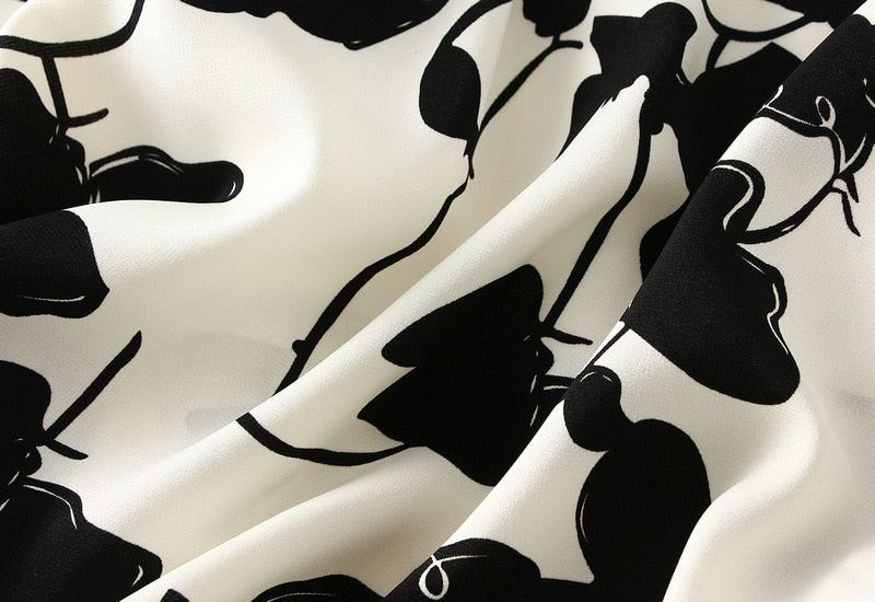 Willow Flower Chiffon Floral A- line Skirt Women's Spring Summer 2024 New High Waist Printed Long Skirt Female