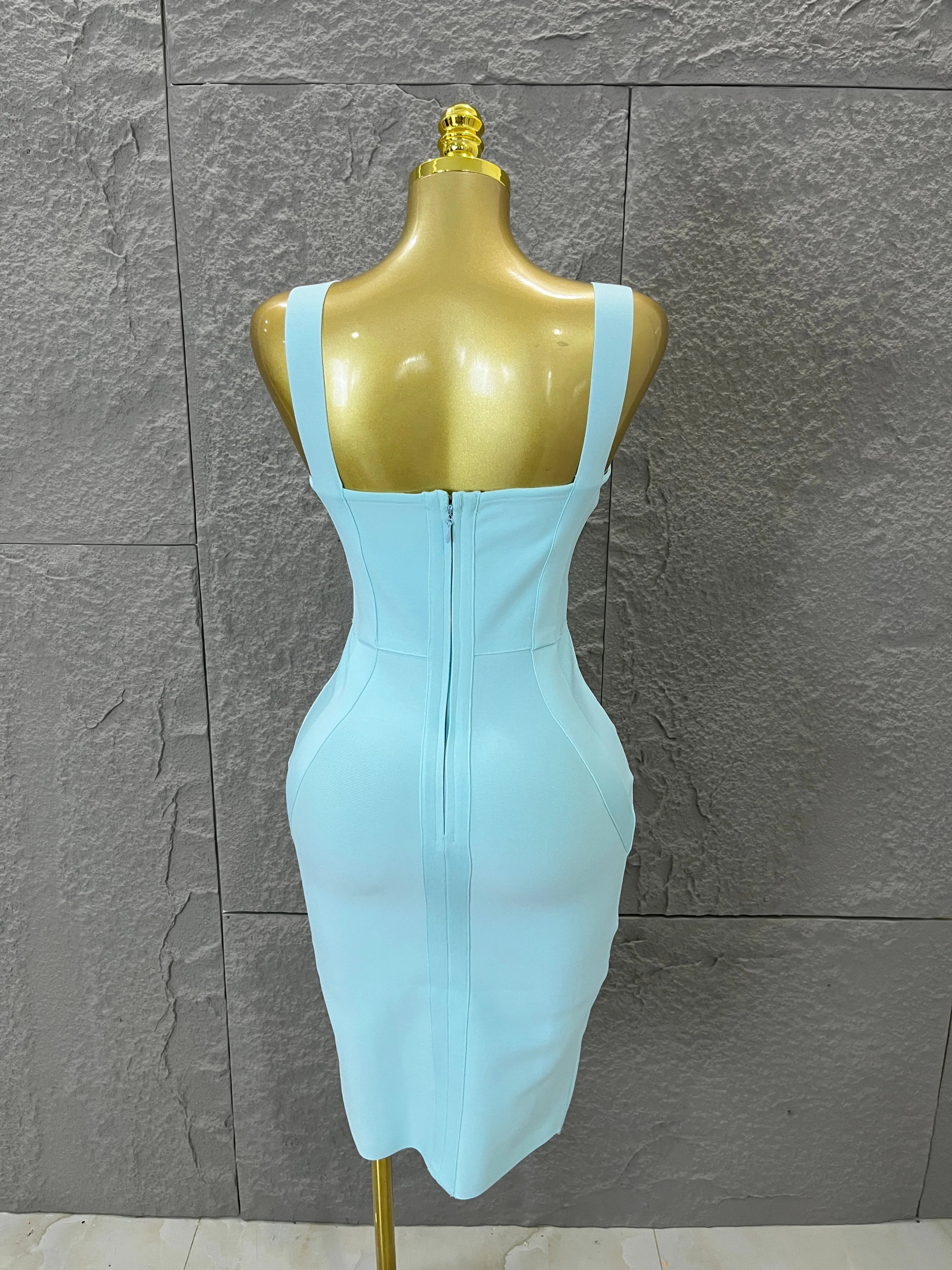 Elegant Sweetheart Neck Bandage Dress Crisscross Bust Slim Fit Midi Evening Banquet Formal Dinner Wedding Guest Cocktail Outfit