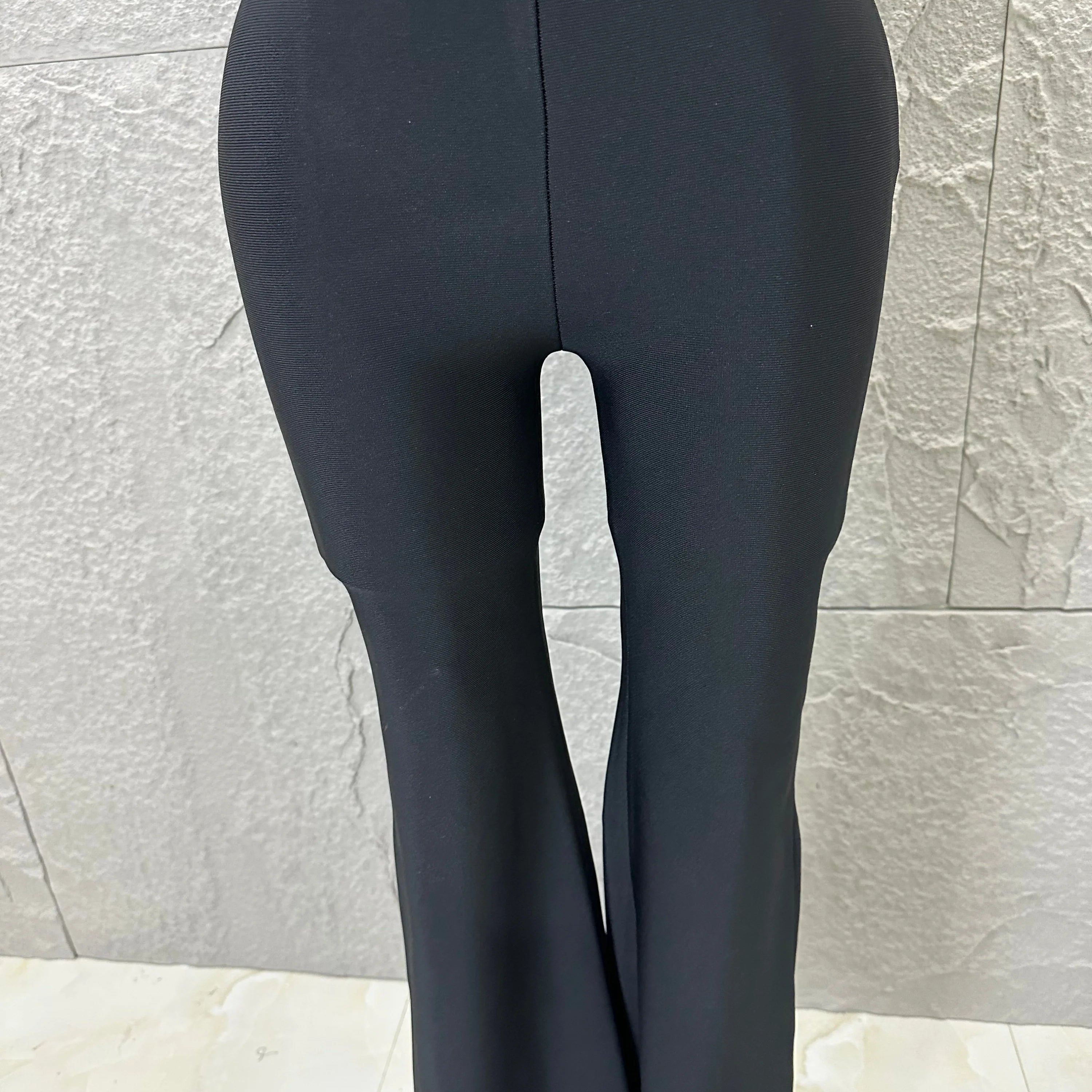 Elegant Two Piece Set Women Halter 3D Flower Crop Top High Waist Flare Pants Bandage Suit Party Casual Formal Wear