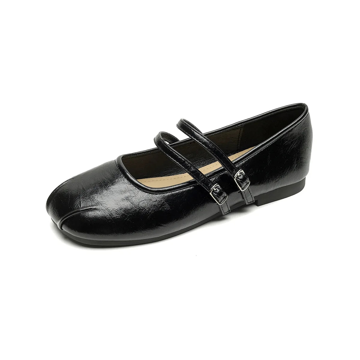 New spring women's outerwear shoes Round toe design Mary Jane shoes Ladies' casual flat shoes Work boat shoes Large sizes 41-43 black