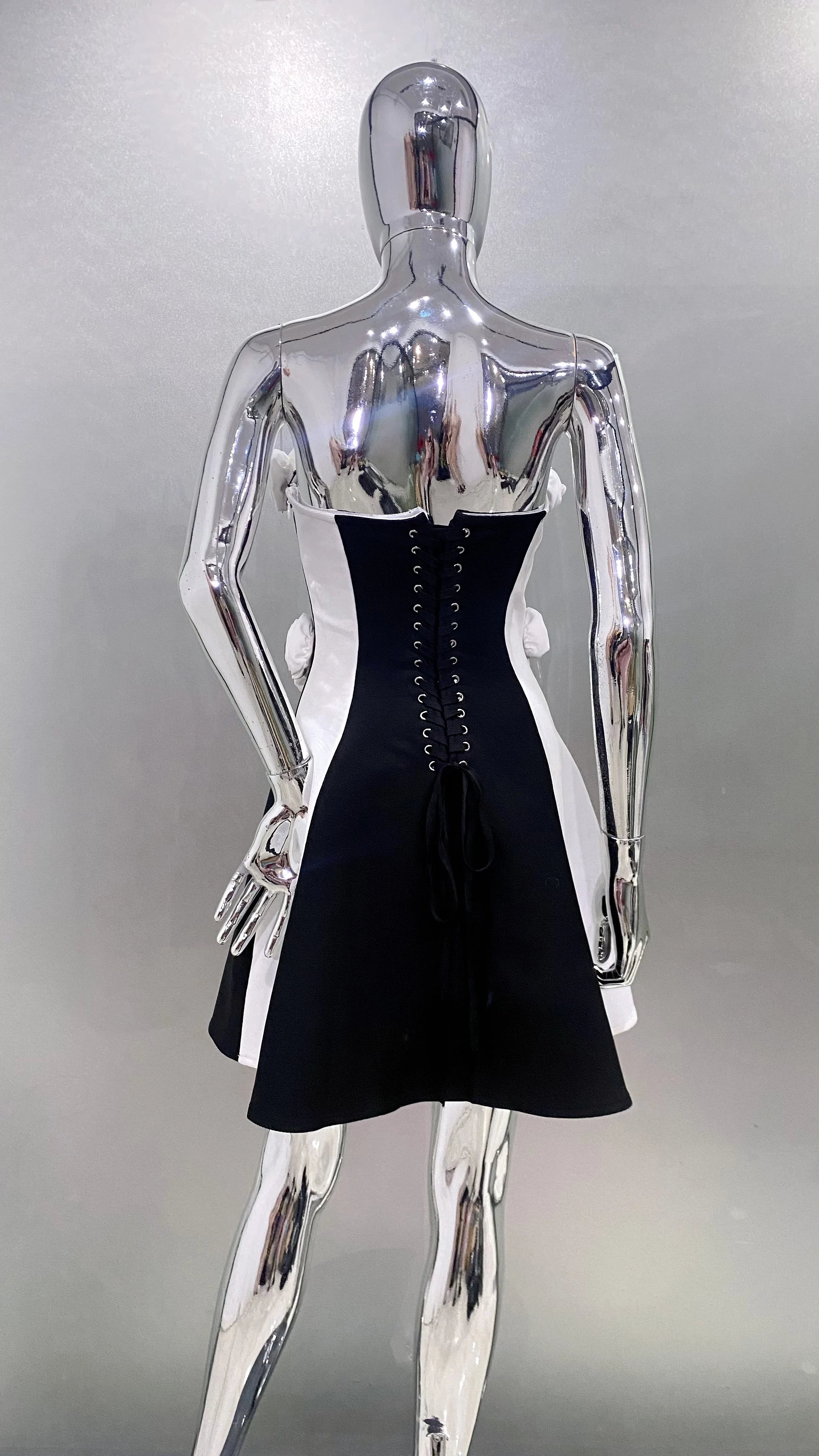 2025 New Spring Women Sexy Strapless White Florals A-Line Mini Bandage Dress Celebrate Evening Party Birthday Dress