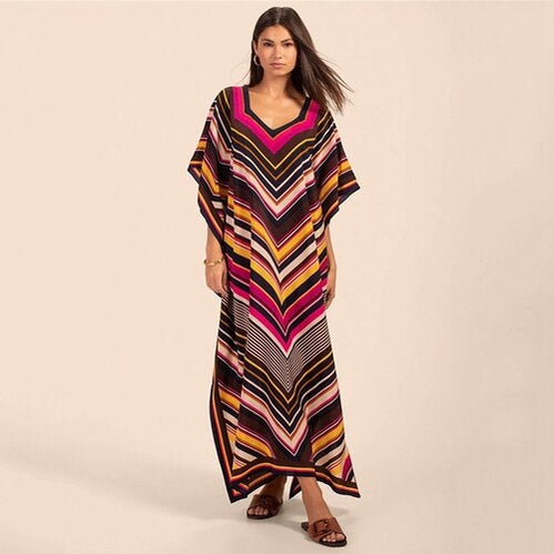 Printed Kaftans Beach Cover Up Seaside Maxi Bohemian Dresses Beachwear Pareo 11 One Size