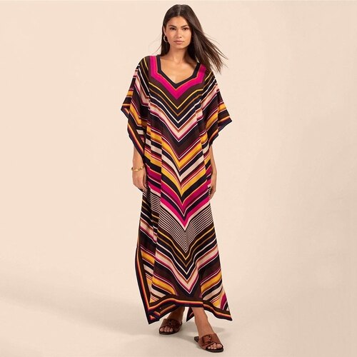 Printed Kaftans Beach Cover Up Seaside Maxi Bohemian Dresses Beachwear Pareo 11 One Size