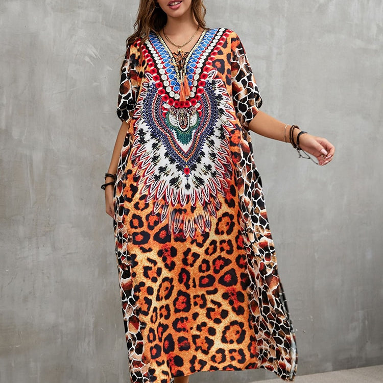 Plus Size Beach Cover Up Robe Plage Pareo Long Dress Summer Beachwear Swimsuit Cover Up Tunic For Beach Kaftan Dress Color 09 One Size