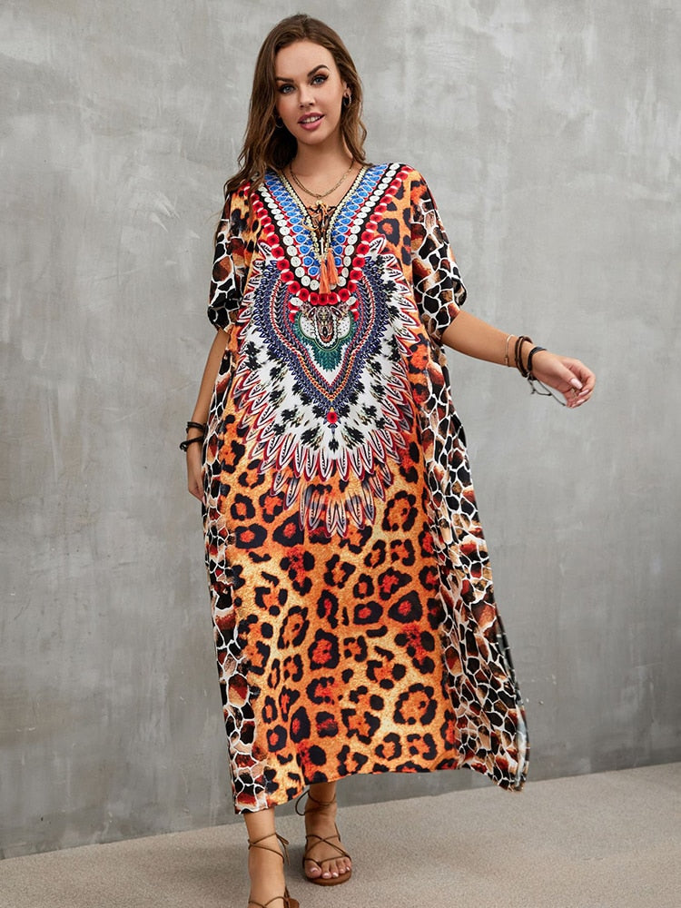 Plus Size Beach Cover Up Robe Plage Pareo Long Dress Summer Beachwear Swimsuit Cover Up Tunic For Beach Kaftan Dress Color 09 One Size