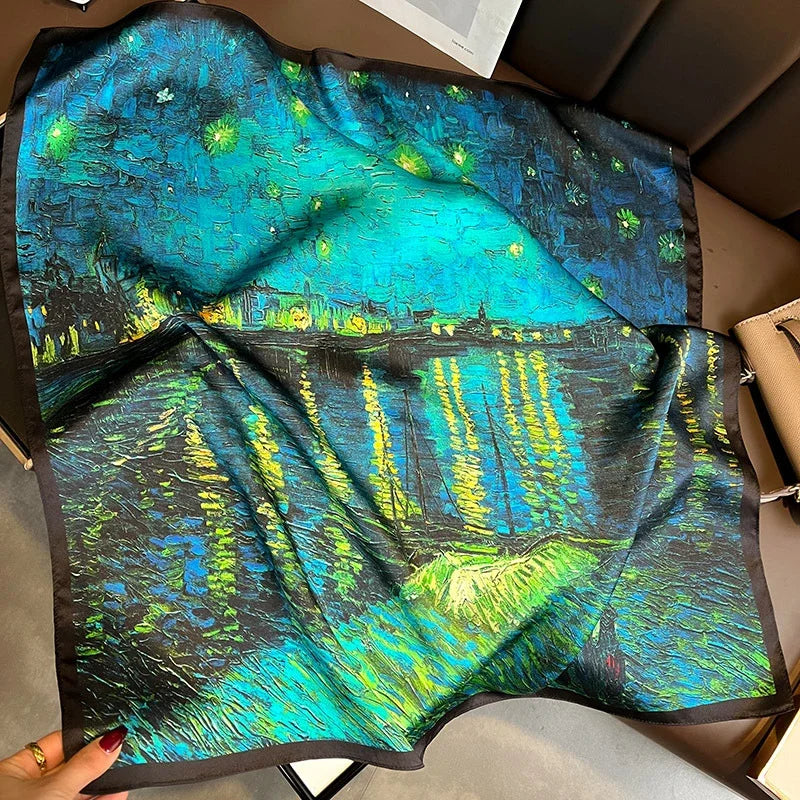 Square 100% Real Silk Scarf Women Bufanda Shawls Wraps for Lady Neckerchief Natural Foulard Femme Bandana Scarves Pashmina 2023 18332 68x68cm