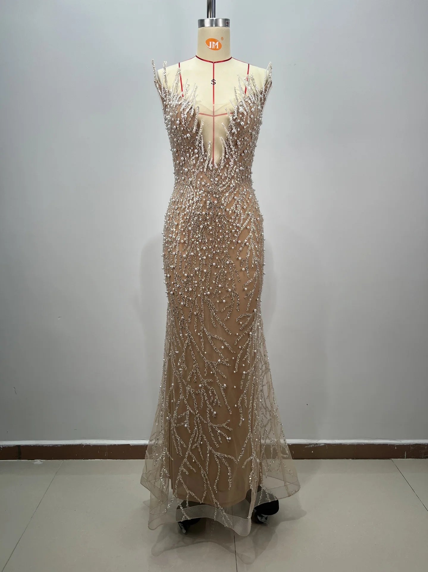 Haute couture Wedding Party dress Sequin embroidery Pearl Beading Sexy V－Neck Strapless Dress Celebrity Birthday Party Outfit