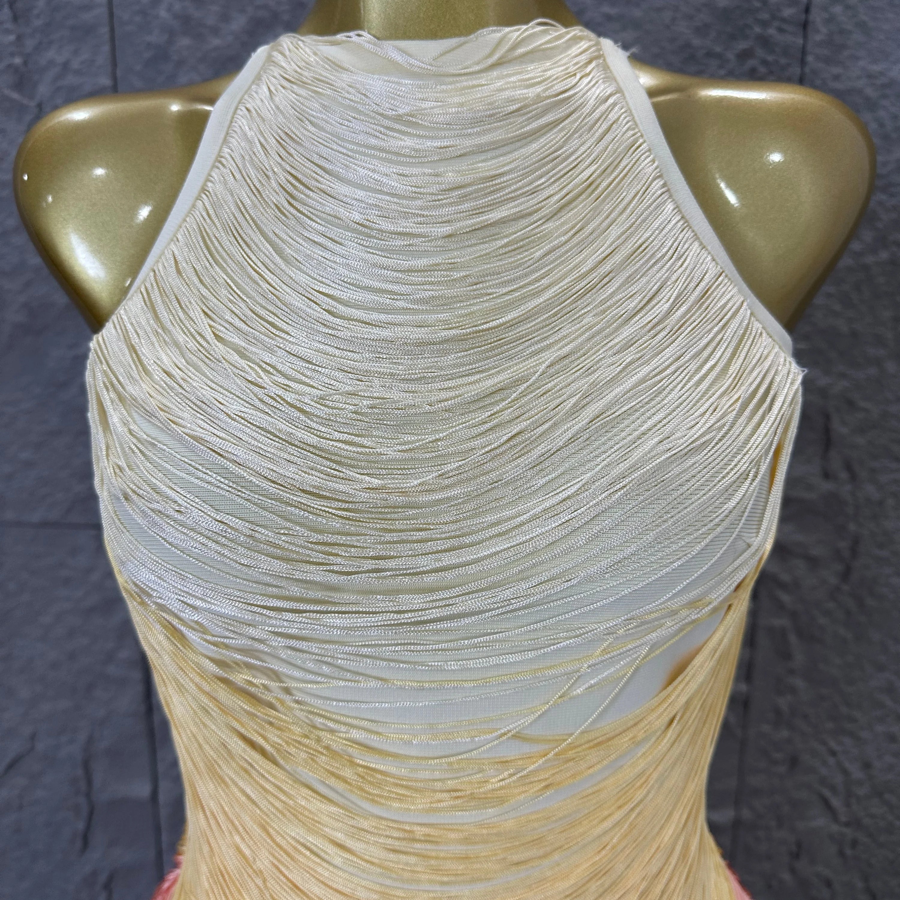 Refined Elegant Halter Neck Mini Dress Women Sexy Gradient Fringe Nightclub Evening Party Outfit Gala Cocktail Party Costume