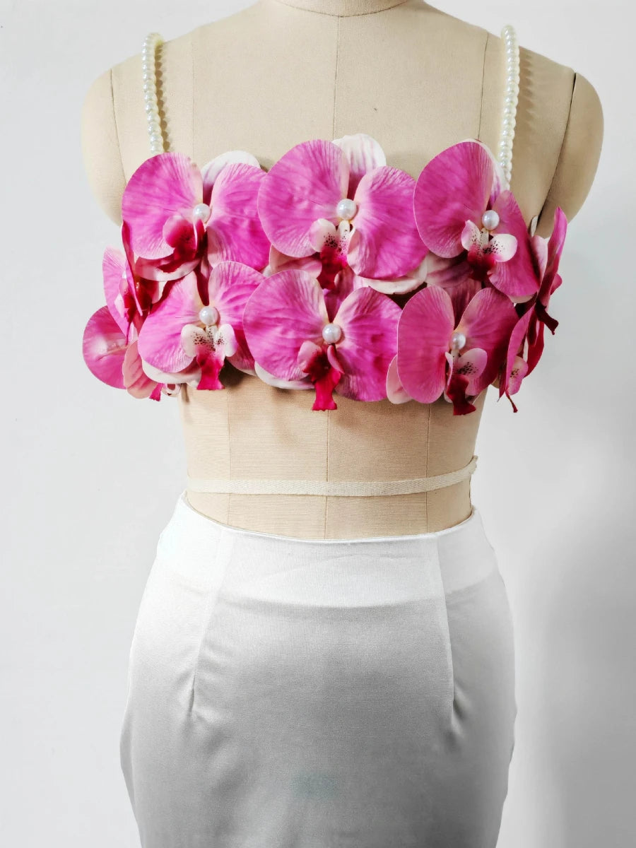 Hit Color Spliced Applique Two Piece Sets for Women Square Neck Sleeveless Vest High Waist Skirt Elegant Set Femlae