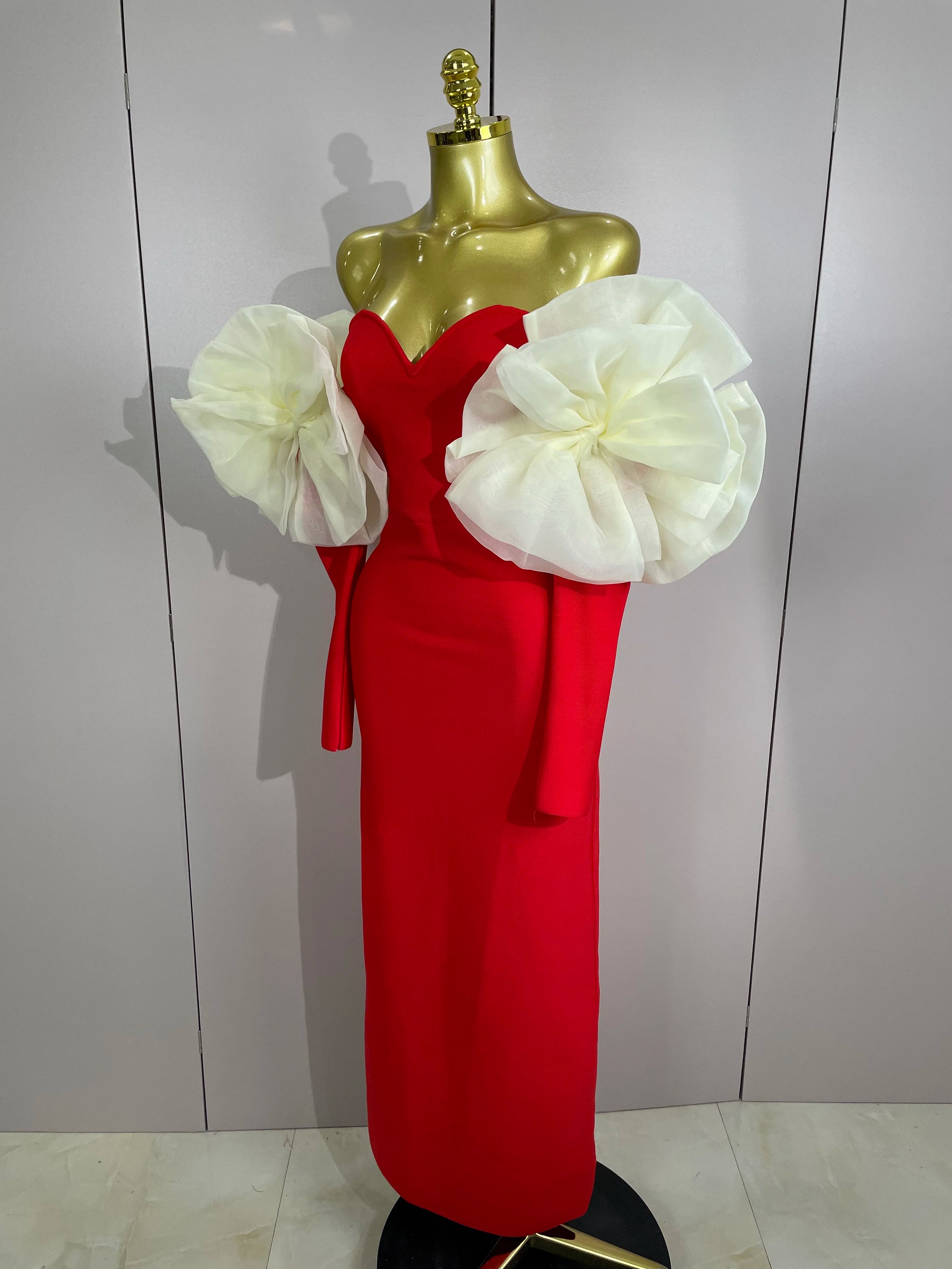 2025 New Women Sexy Off Shoulder Red Bodycon Bandage Dress Long Sleeved Celebrity Elegant Backless Dress Luxury Birthday Dresses