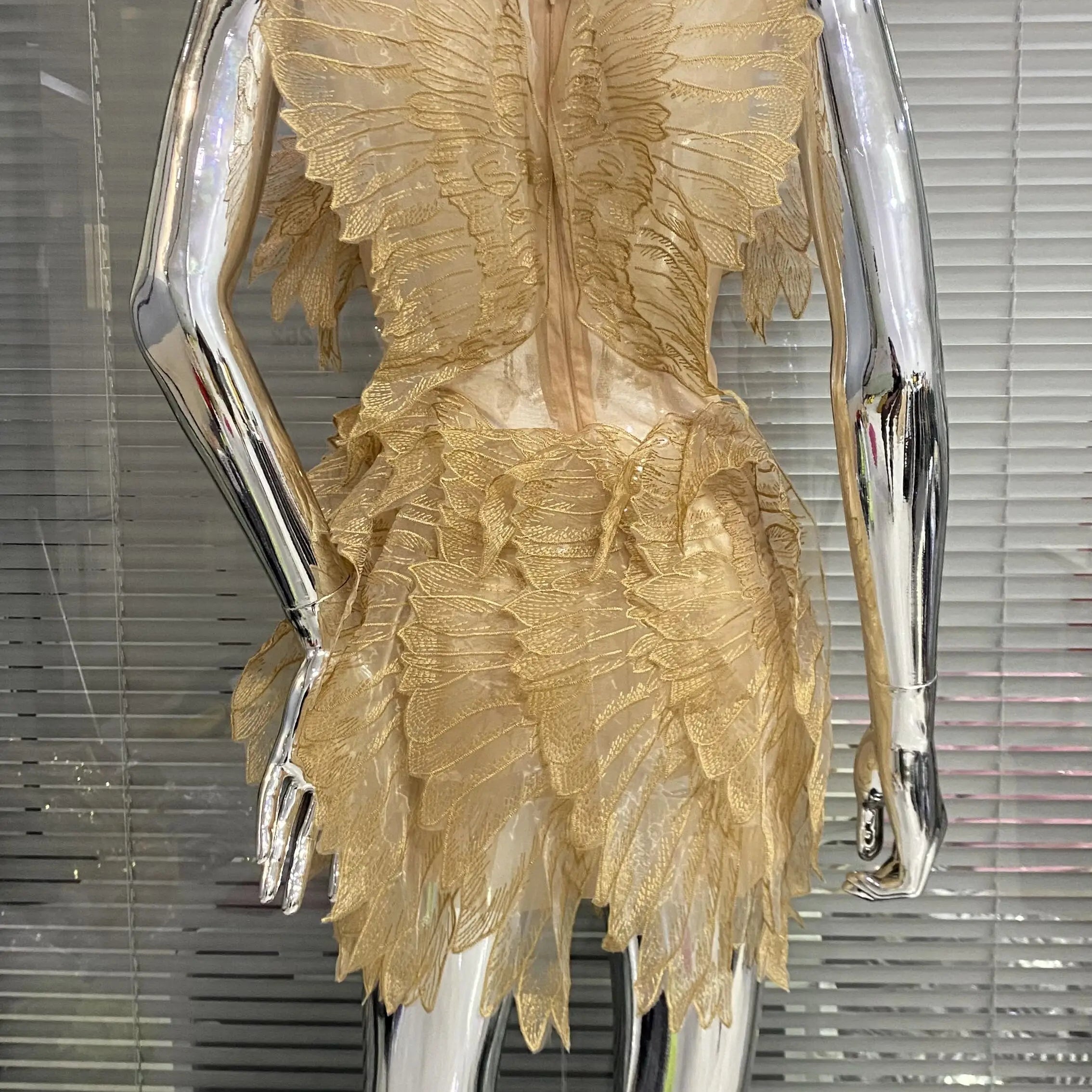 Gold Color Women Sexy Halter Crystal Bodycon Mini Dress Celebrate Birthday Party Girls' Nightclub Bar SInger Dress