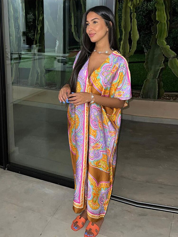 Women Casual Print Tunic Dress Robe Fashion Knotted Beach Skirt Long Sleeve Lapel Crop Shirt Tops Female Shorts 2022 Summer Sets