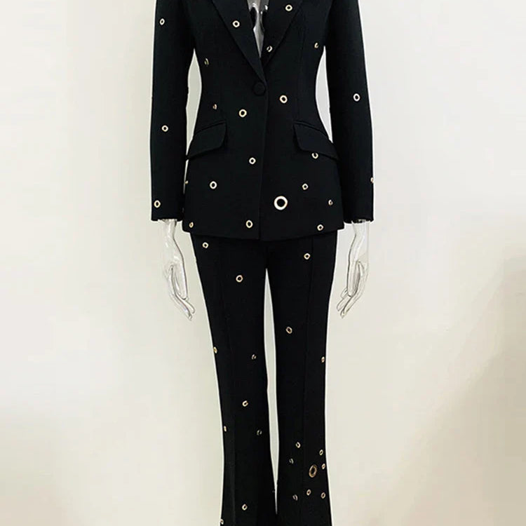 Soild Minimalist Sets For Women Turn Down Collar Long Sleeve Patchwork Button Pockets Set Female Fashion Clothing Black