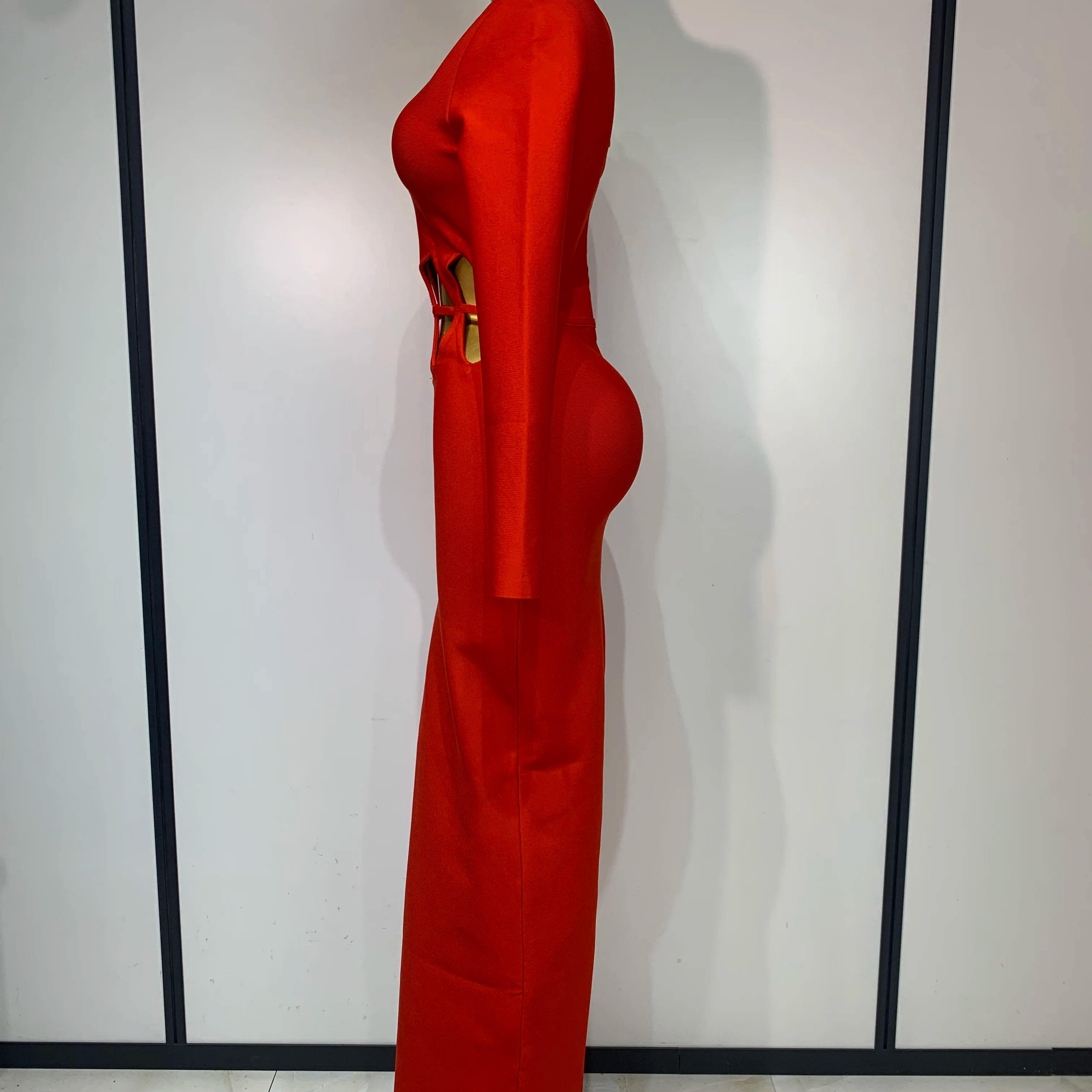 Women Sexy One Shoulder Cut Out Red Bodycon Bandage Dresses Elegant Luxury Birthday Nightclub Celebrity Evening Party Gowns