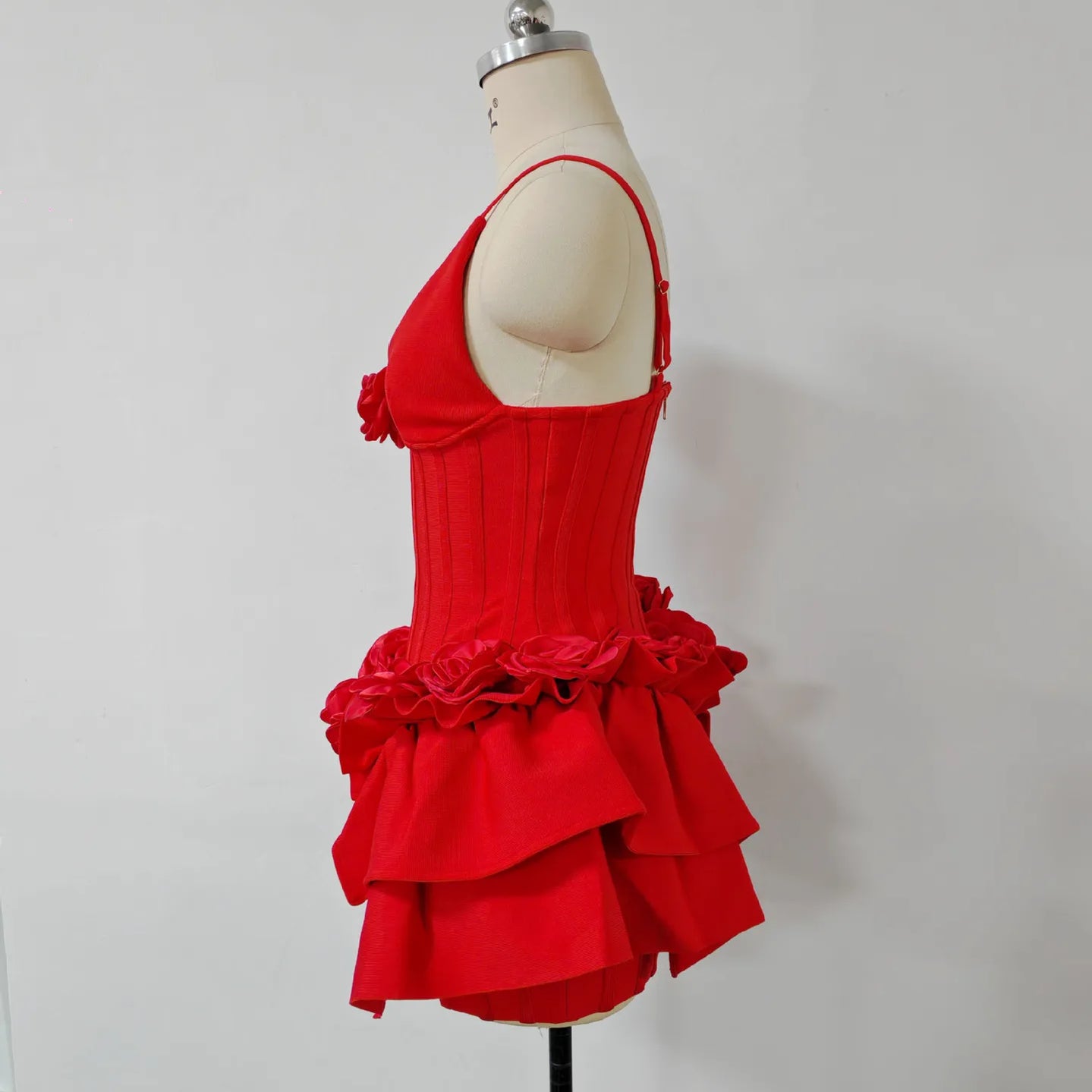 Red Color Women Sleeveless Florals Sexy V-Neck Bodycon Mini Bandage Dress Nightclub Party Celebrate Christmas Wedding Outfit