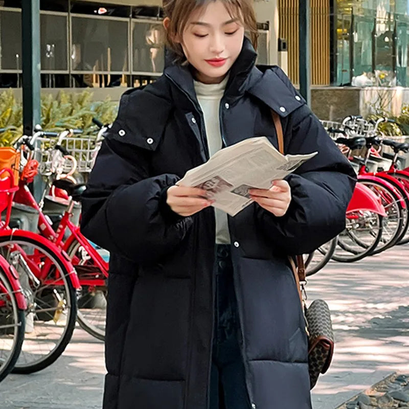 Winter and Autumn Women White Duck Down Hoodies Puffer Jackets Coats Warm Windproof Black White Coats