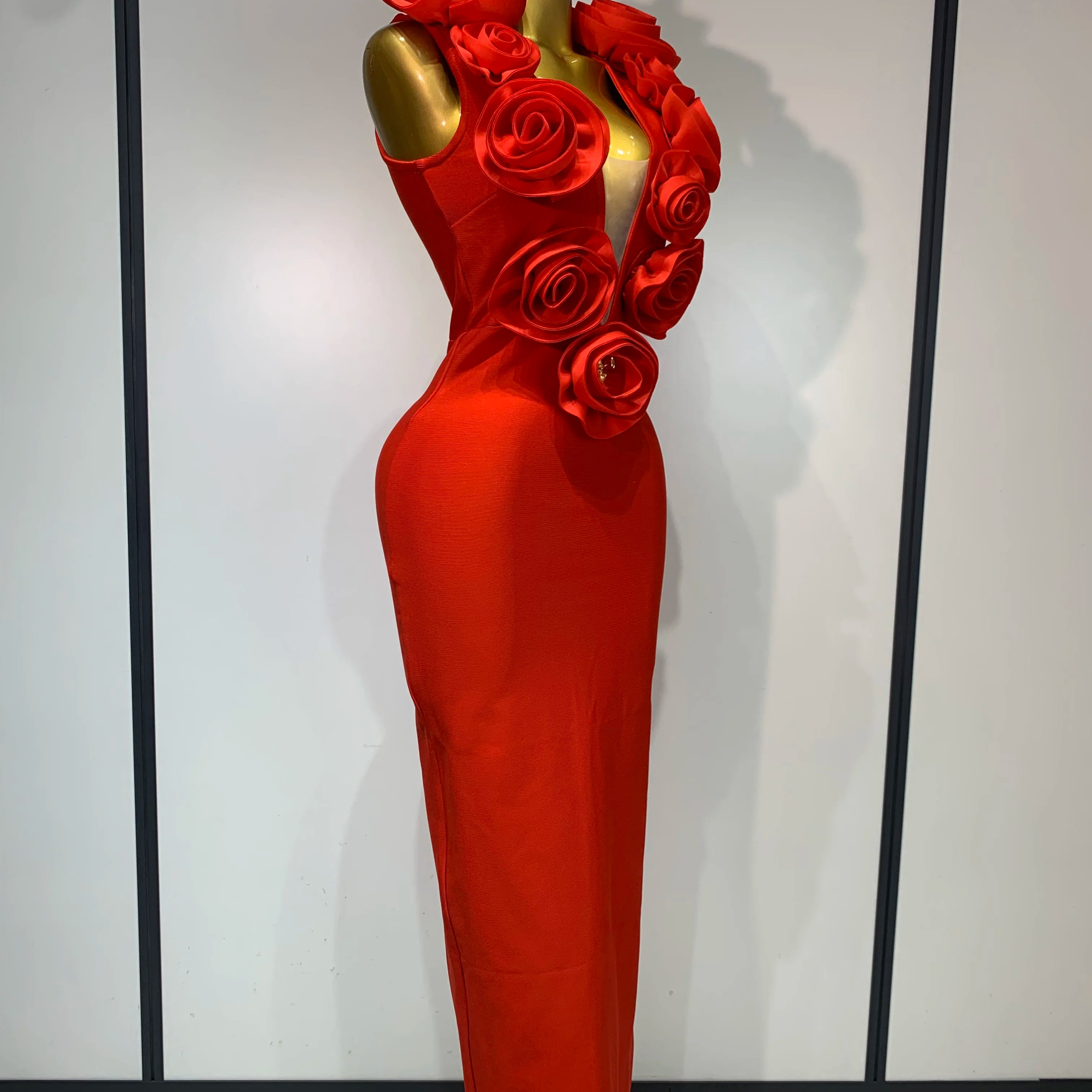 2025 New Fashion 3D Flower Sleeveless Bodycon Bandage Dress Women Celebrity Elegant Party Club Luxury Birthday Dress Vestidos ﻿