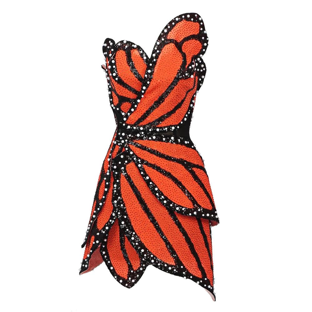 Luxury Dress For Women Beautiful Butterfly Shape Design Sequins Mini Celebrity Party Vestido 2023 New Trendy As picture