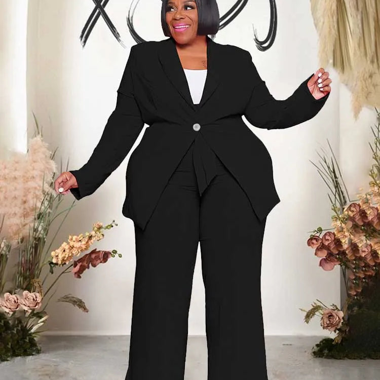 2 Piece Sets Women Outfit Winter Long Sleeve Sexy Pant Suits with Blazers Ladies Chic and Elegant Blazer Set Female Plus Size