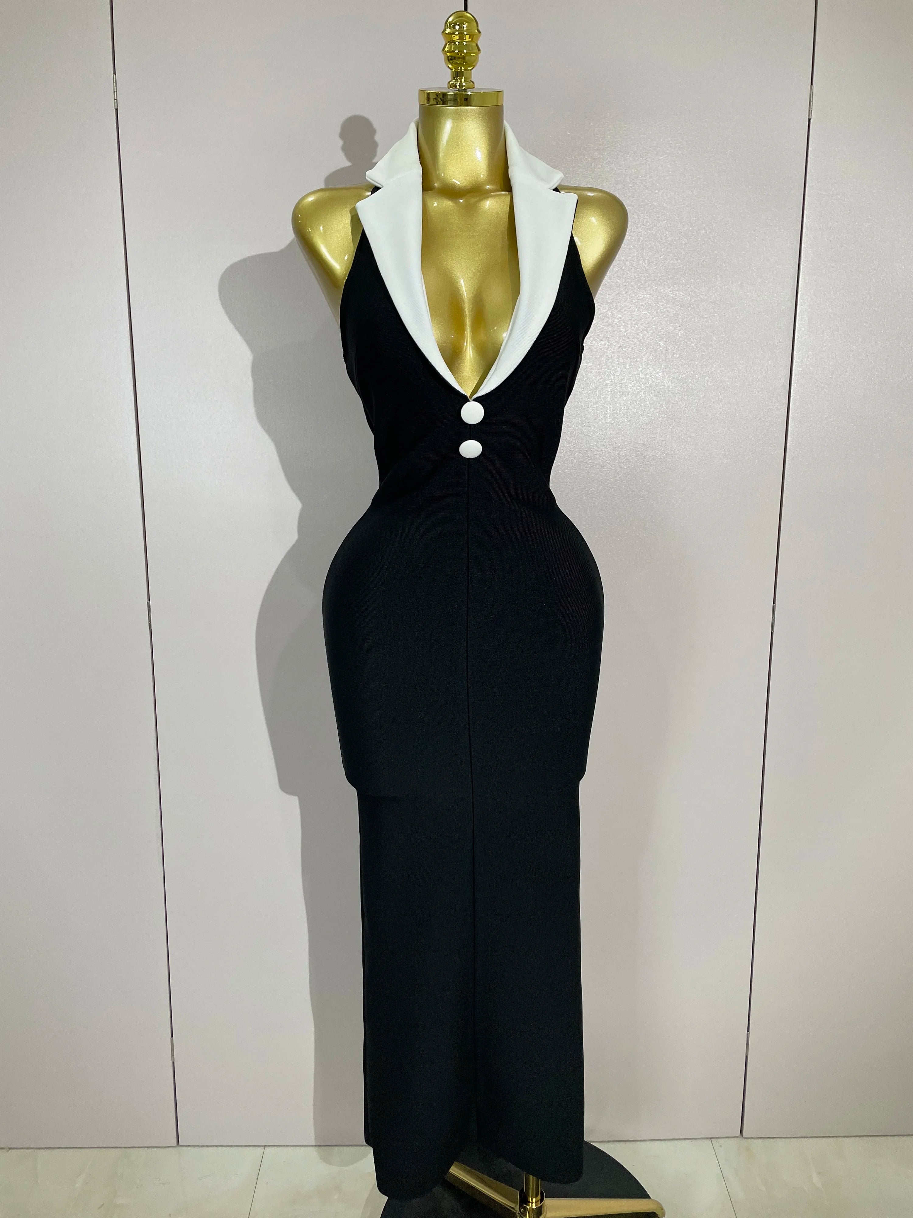 Women Sexy Halter Backless Sleeveless Bodycon Maxi Dress Celebrity Elegant Gown Club Birthday Evening Party Wedding Dresses black