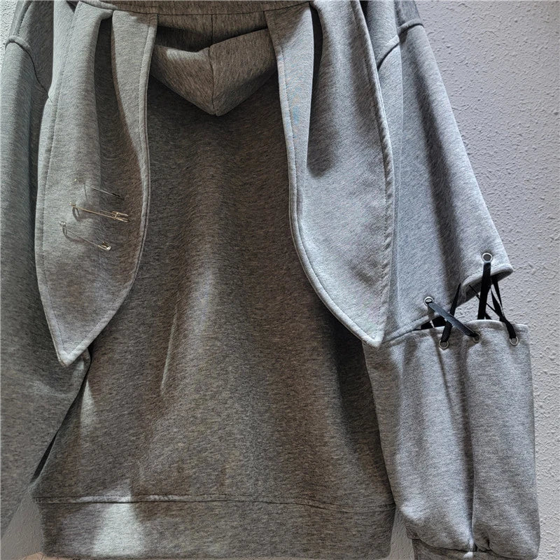 Autumn Winter New Fashion High Street Pin Graffiti Hooded Sweatshirt For Women Y2K Sweet Cool Cardigan Female 11A07705