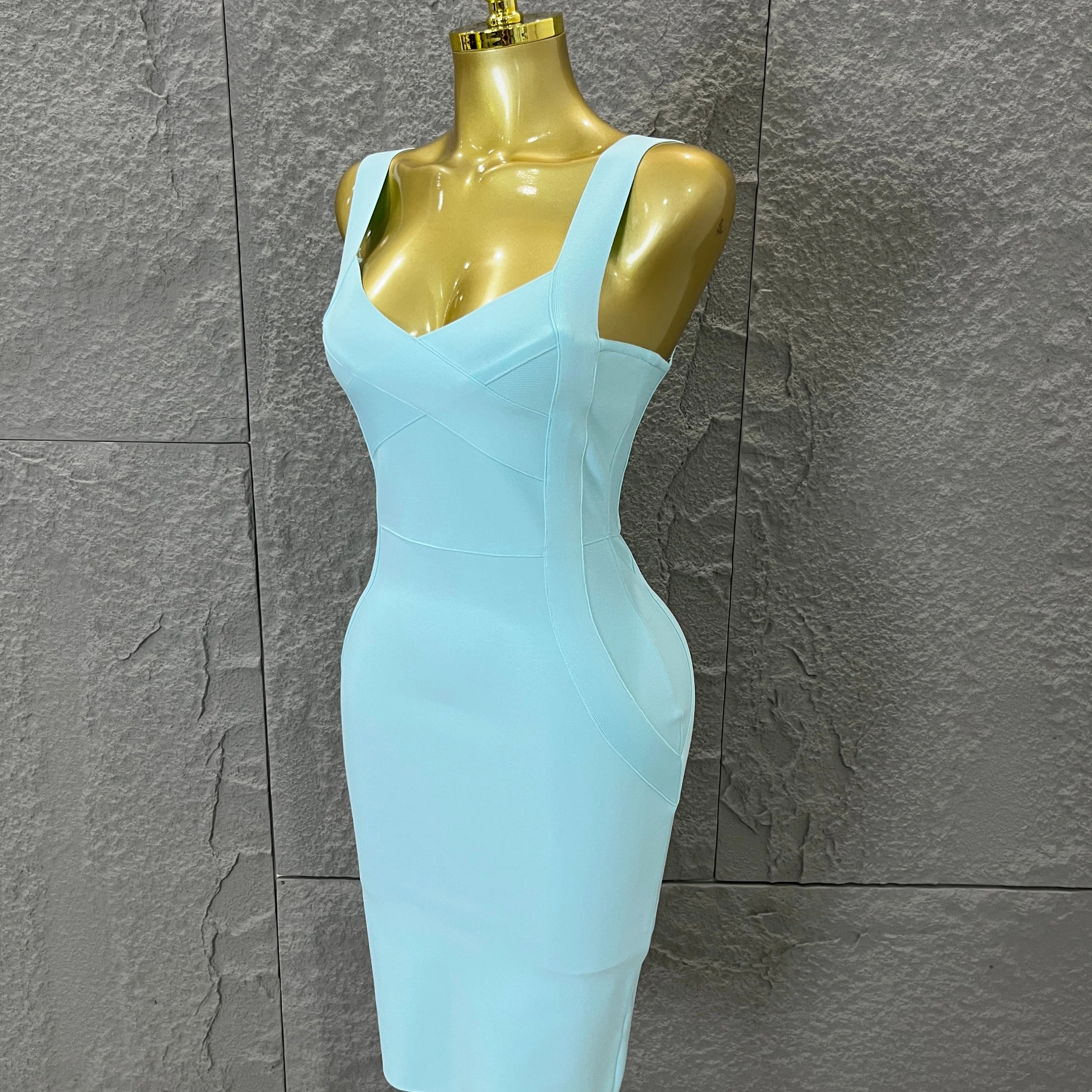 Elegant Sweetheart Neck Bandage Dress Crisscross Bust Slim Fit Midi Evening Banquet Formal Dinner Wedding Guest Cocktail Outfit