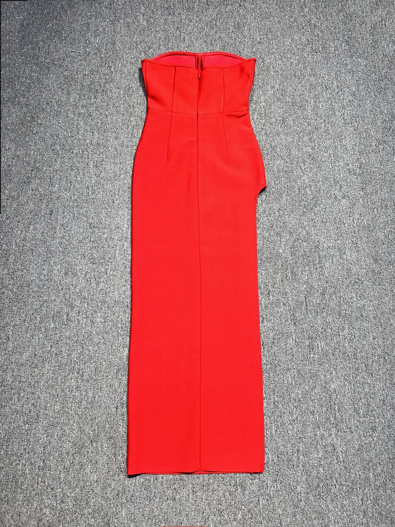 Women Sexy Strapless Bodycon Long Bandage Dress Celebrate Wedding Mermaid Fashion Birthday Outfit Vestido