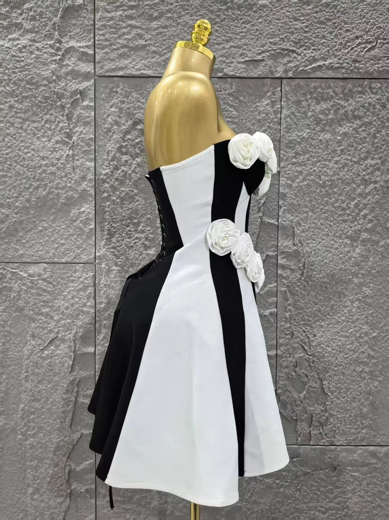 Women Sexy Strapless Florals Bandage A-Line Mini Dress Celebrate Birthday Party Girls' Date Vacation Dress