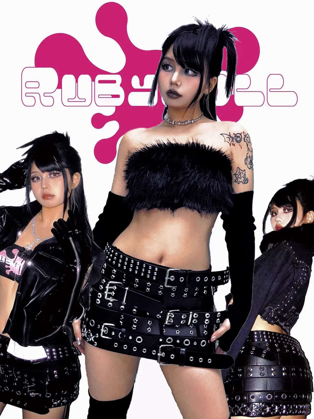 Lautaro Spring Cool Black Pu Leather Mini Skirt Women with Many Belt Low Waist Luxury Designer Steampunk Clothes Streetwear 2025