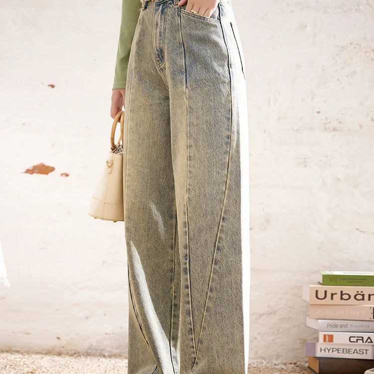 MISHOW Baggy Distressed Jeans for Women Wide Leg High Waist Loose Vintage Pants Spring Autumn Ladies Trousers MXD22K0562