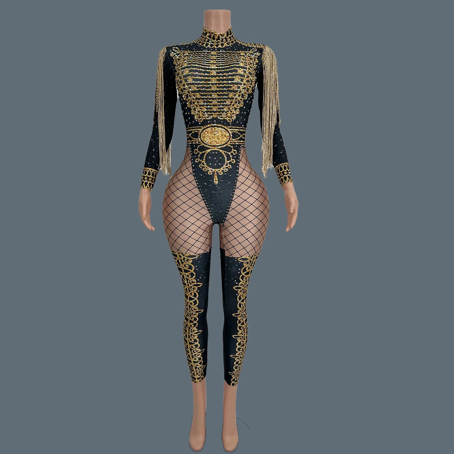 Sexy Women Jumpsuit Party Dress-up Stage Performance Costume Nightclub Show Bodycon Jumpsuit Elastic Spandex Dance Wear Napolun black One Size