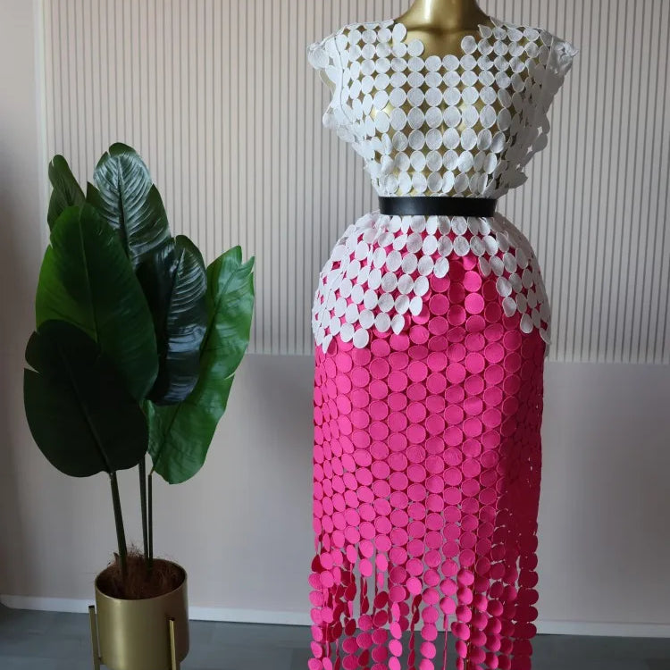 CM.YAYA Women Cutout O-neck Crop Top and Bodycon Midi Slim Maxi Long Skirt Suit 2025 Summer Vacation Sexy Two 2Piece Set Outfits